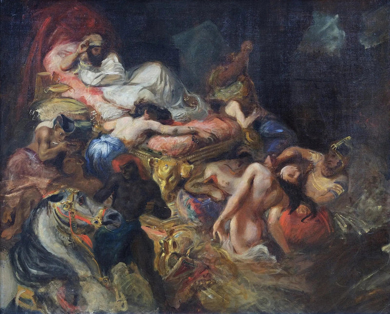 Sardanapalen kuolema, luonnos - Eugène Delacroix