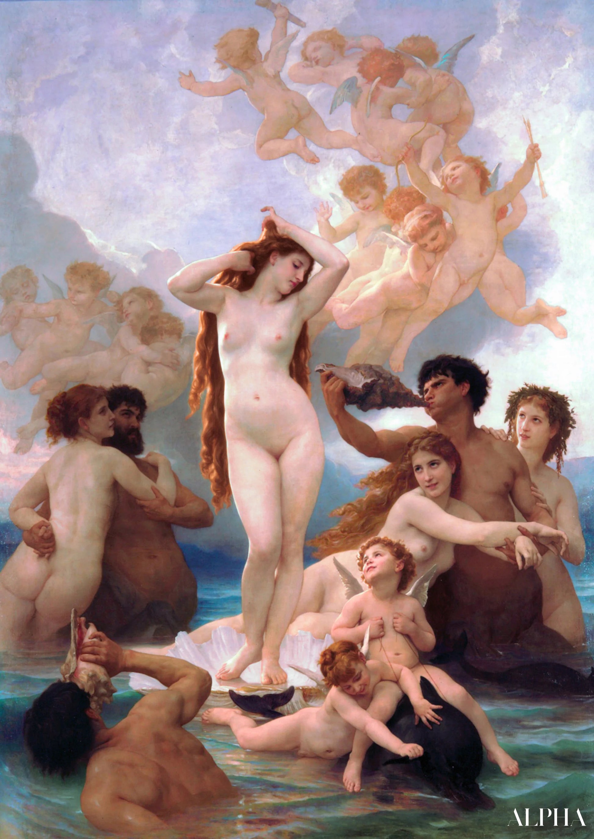 La Naissance de Vénus - William Bouguereau - Reproductions de tableaux et peintures haut de gamme