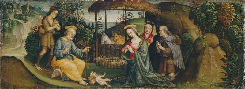 Syntymä ja Pyhä Birgitta - Pietro Perugino