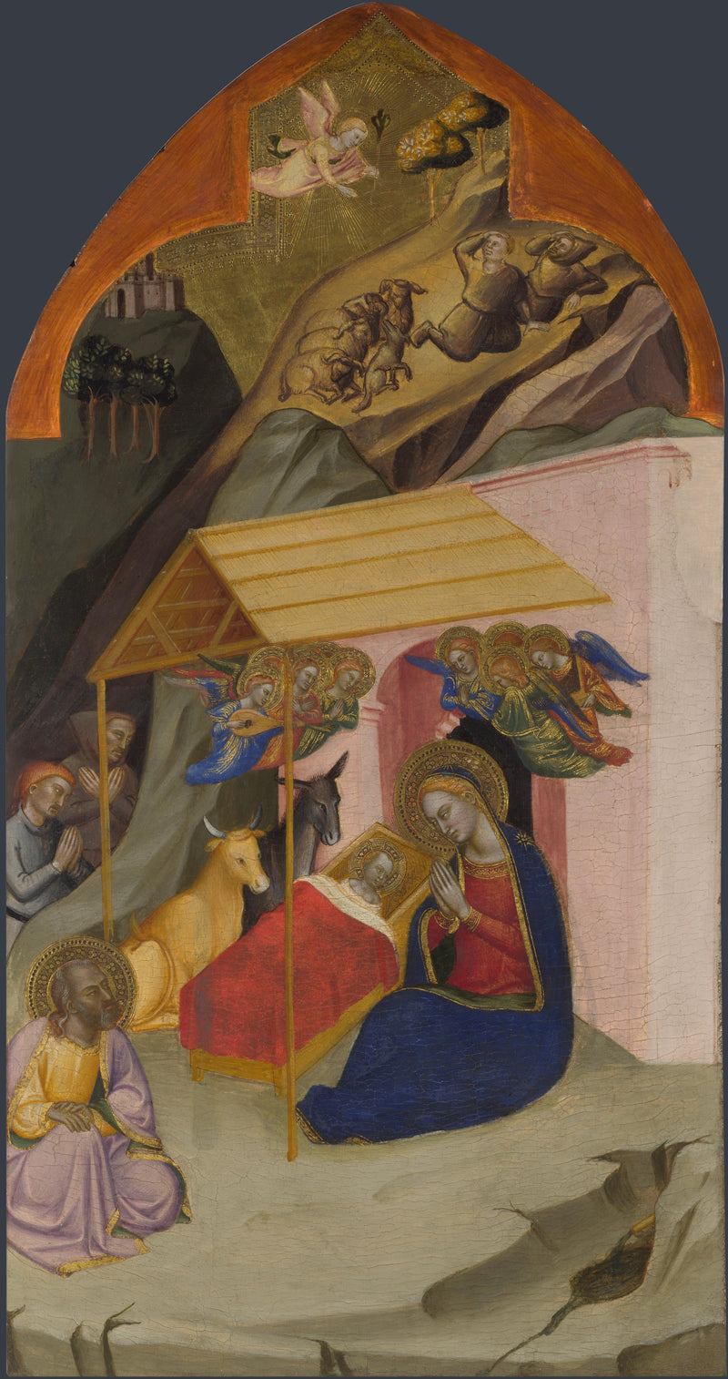 Syntymä ja Ilmoitus paimenille - Jacopo di Cione