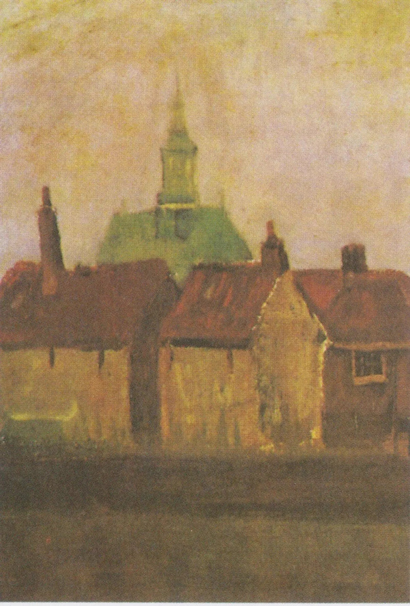 Uusi kirkko ja vanhat talot Haagissa - Vincent van Gogh
