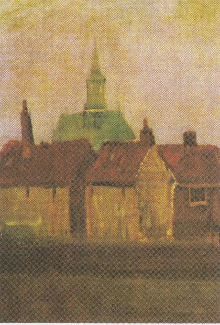 Uusi kirkko ja vanhat talot Haagissa - Vincent van Gogh