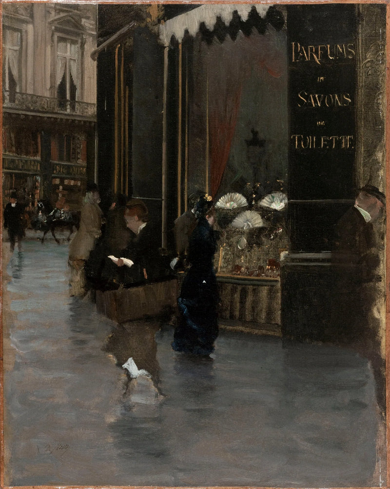 Violet-parfumeria, Capucines Boulevardin ja Scribe-kadun kulmassa - Giuseppe De Nittis