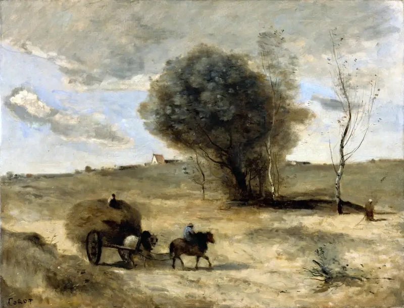 Pieni vaunu dyynien keskellä - Jean-Baptiste Camille Corot