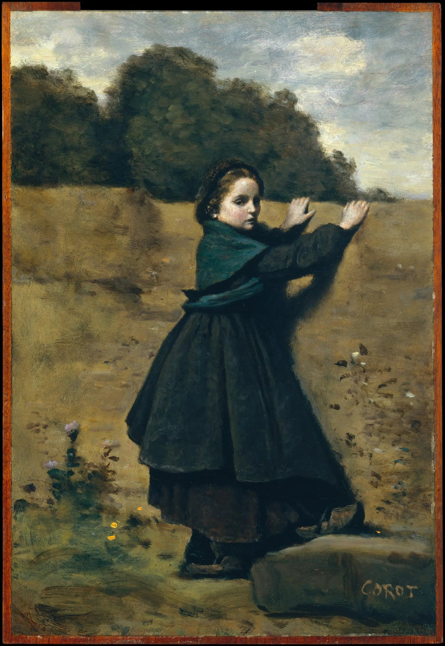 Utelias pieni tyttö - Jean-Baptiste Camille Corot
