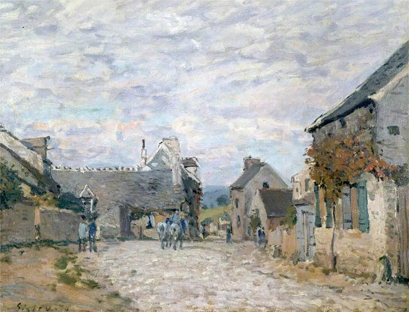 Pieni tori, kylän katu - Alfred Sisley