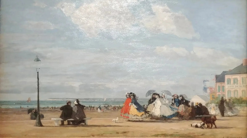 Ranta Trouvillessa - Keisarinna Eugénie ja hänen seuralaisensa - Eugène Boudin