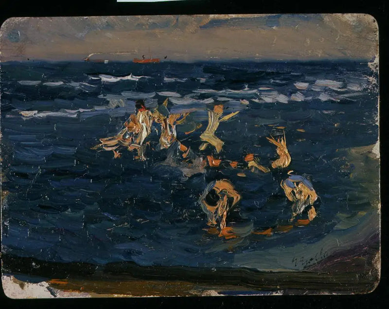 Ranta, Valencia (Poikia aalloissa) - Joaquín Sorolla