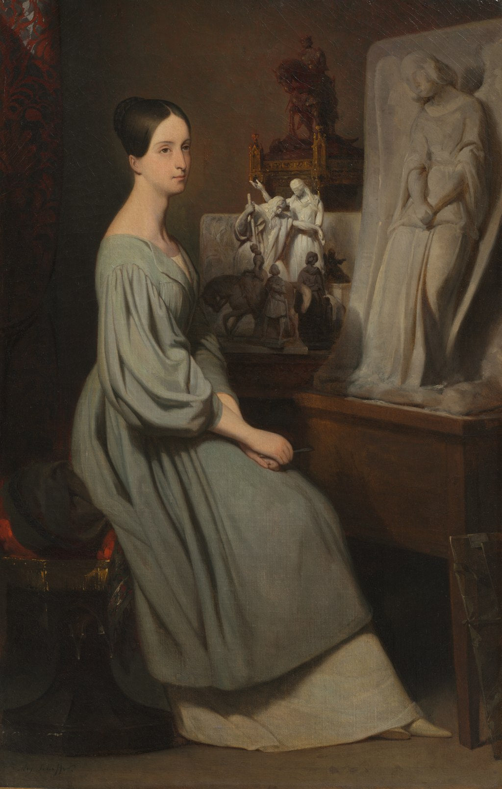 La princesse Marie d'Orléans dans son atelier - Ary Scheffer image 1 copie de tableau peinte à la main