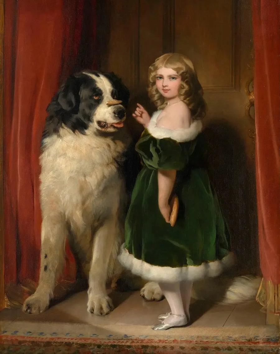 Cambridgen prinsessa Mary ja Nelson, Newfoundland-koira - Edwin Henry Landseer