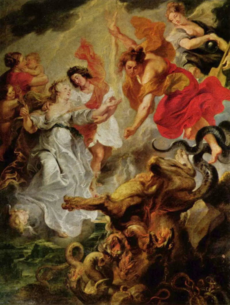 Kuningattaren ja hänen poikansa sovinto sen jälkeen, kun kenraali kuoli 15. joulukuuta 1621 - Peter Paul Rubens