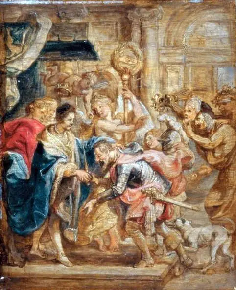 Kuningas Henri III:n ja Henri de Navarren sovinto - Peter Paul Rubens