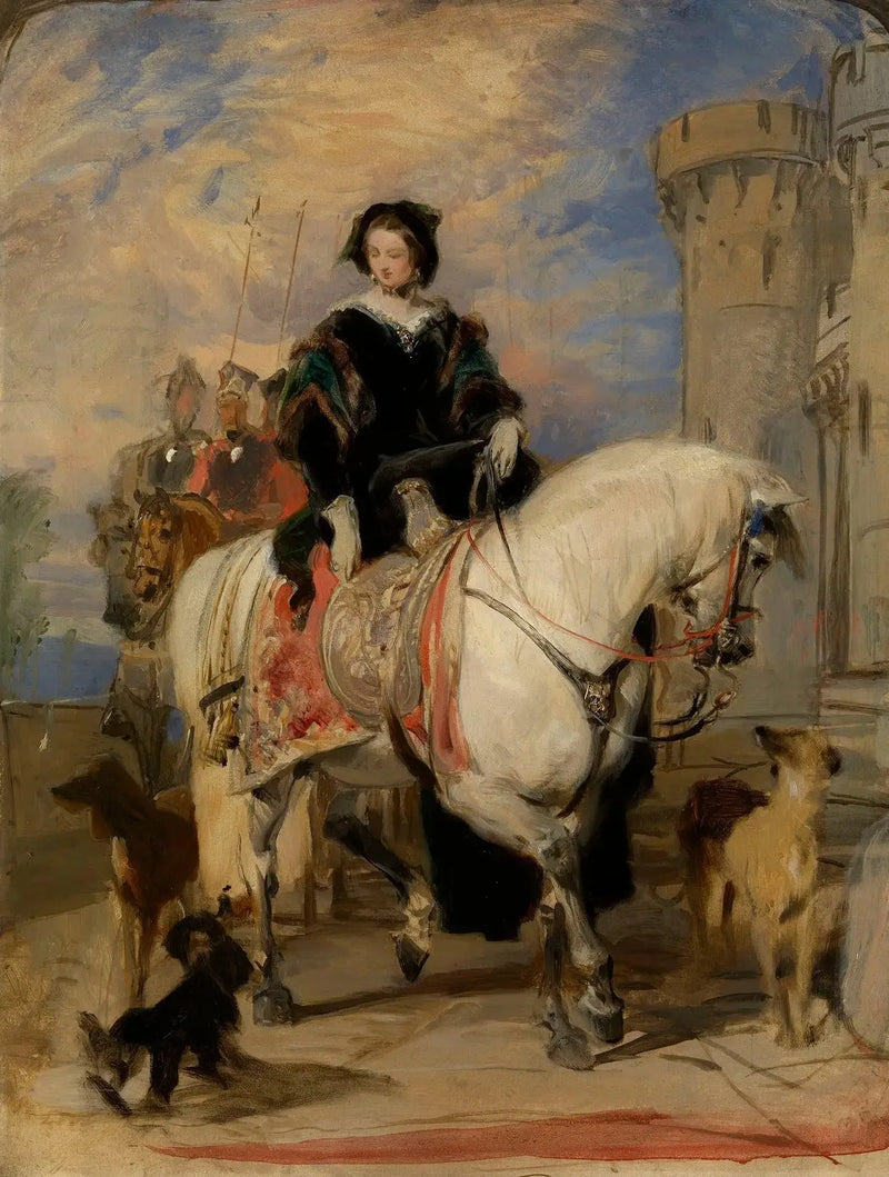 Kuningatar Viktoria (1819-1901) ratsastamassa - Edwin Henry Landseer