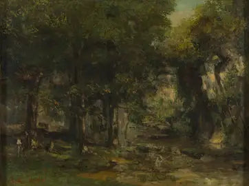 Metsästyskoirien luovutus Plaisir-Fontaine-joen varrella - Gustave Courbet