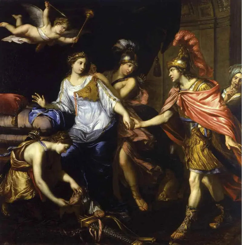 Aleksandren tapaaminen Amazoneiden kuningattaren kanssa - Pierre Mignard