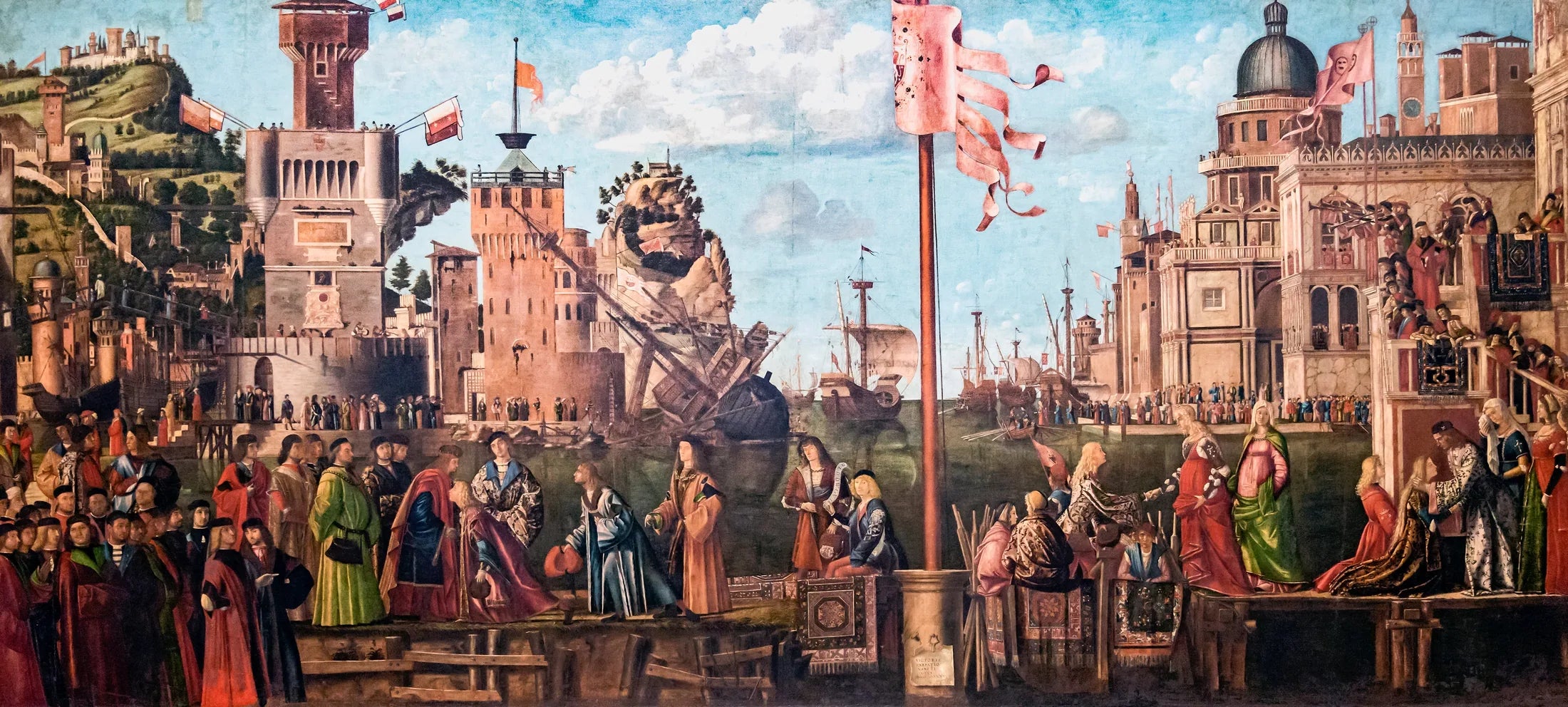 La Rencontre des fiancés et le départ des pèlerins - Vittore Carpaccio image 1 copie de tableau peinte à la main