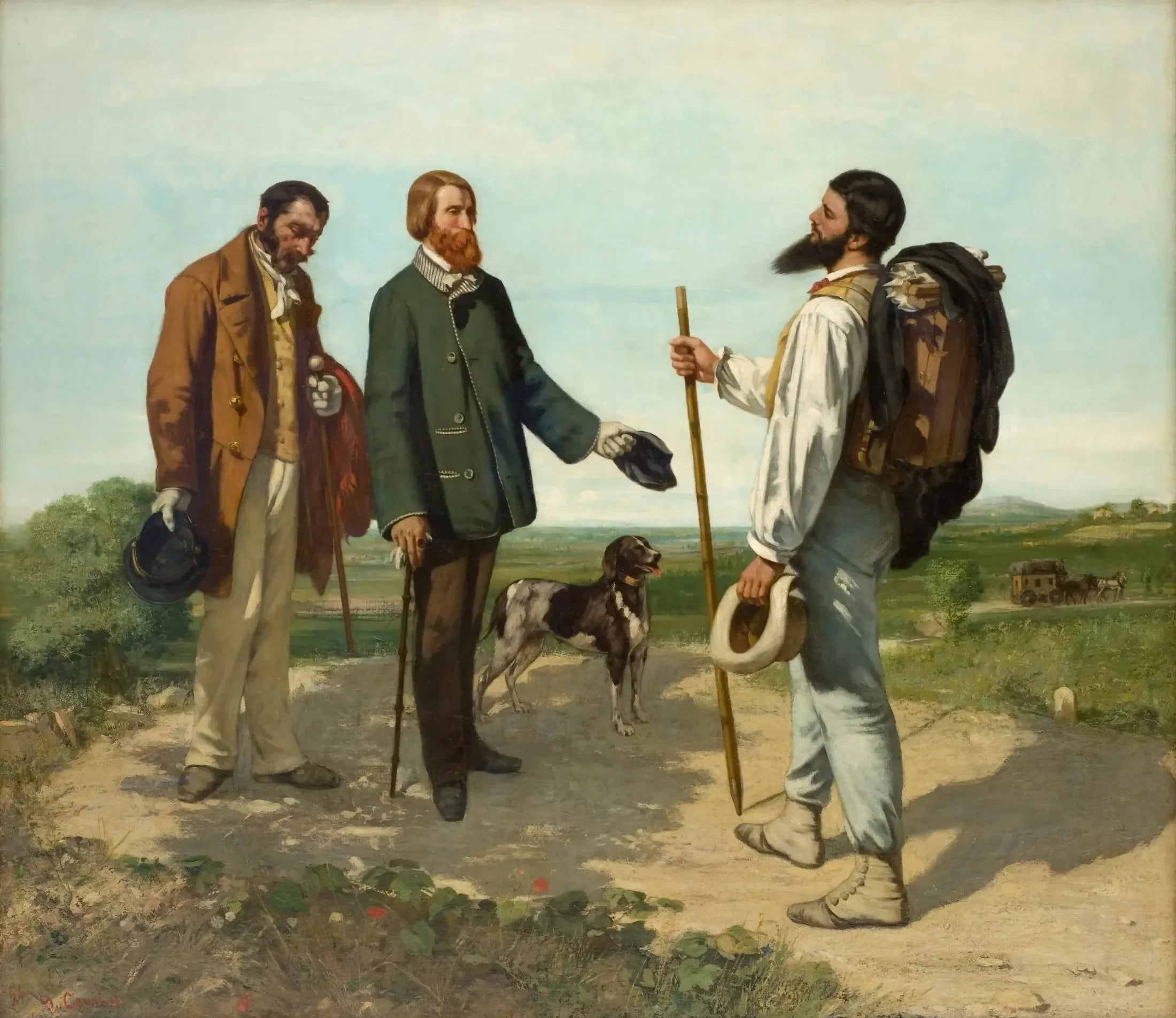 La Rencontre, ou Bonjour Monsieur Courbet - Gustave Courbet image 1 copie peinte à la main à l’huile