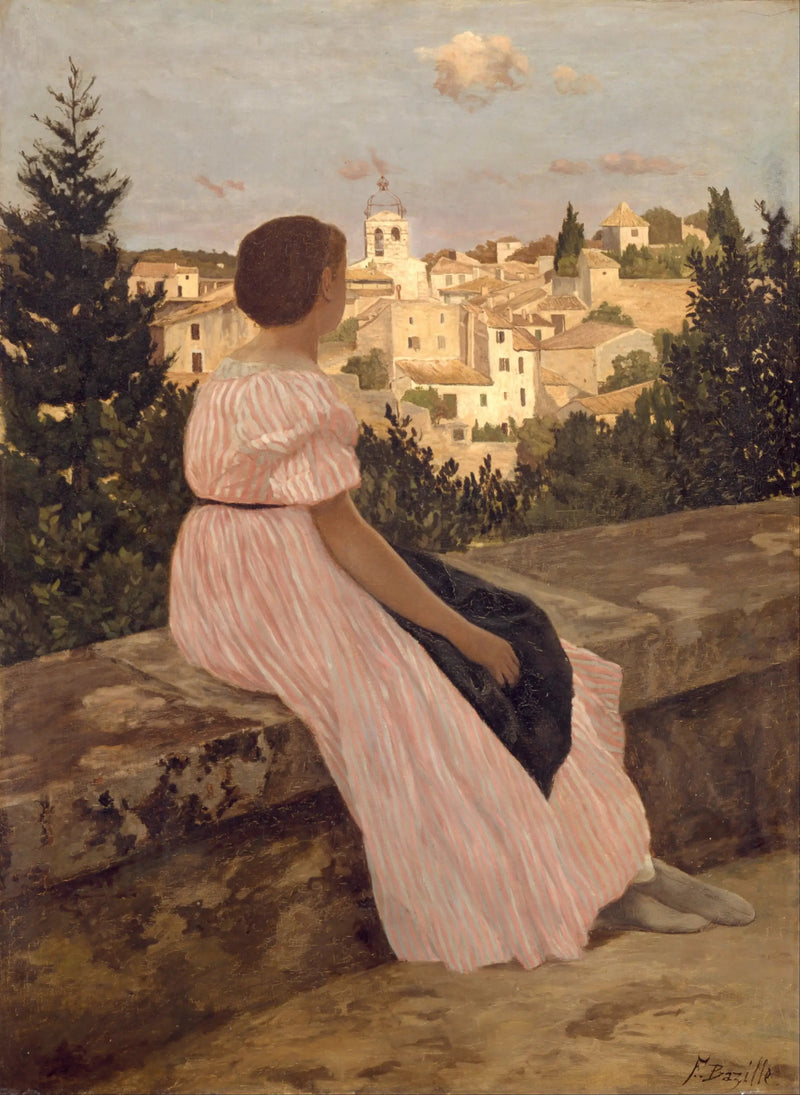 Vaaleanpunainen mekko - Frédéric Bazille