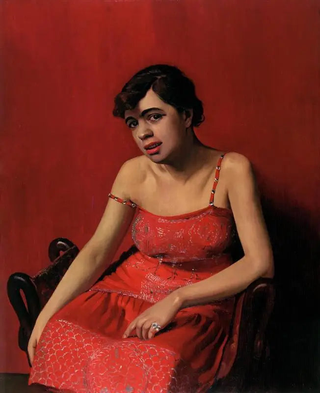Rouva Roumaine punaisessa mekossa - Félix Vallotton