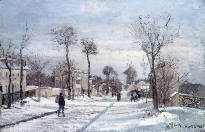 Versaillesin tie, Louveciennes, lumi - Camille Pissarro