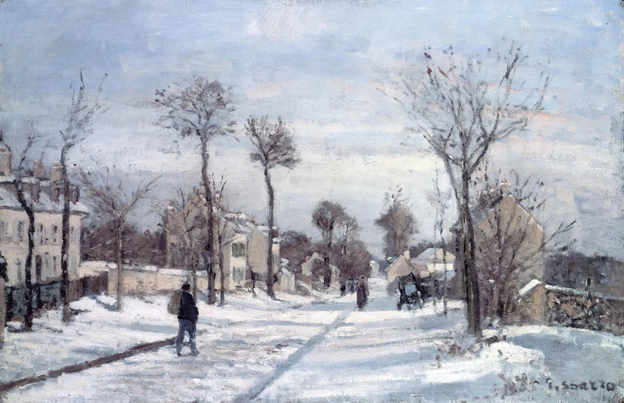 Versaillesin tie, Louveciennes, lumi - Camille Pissarro