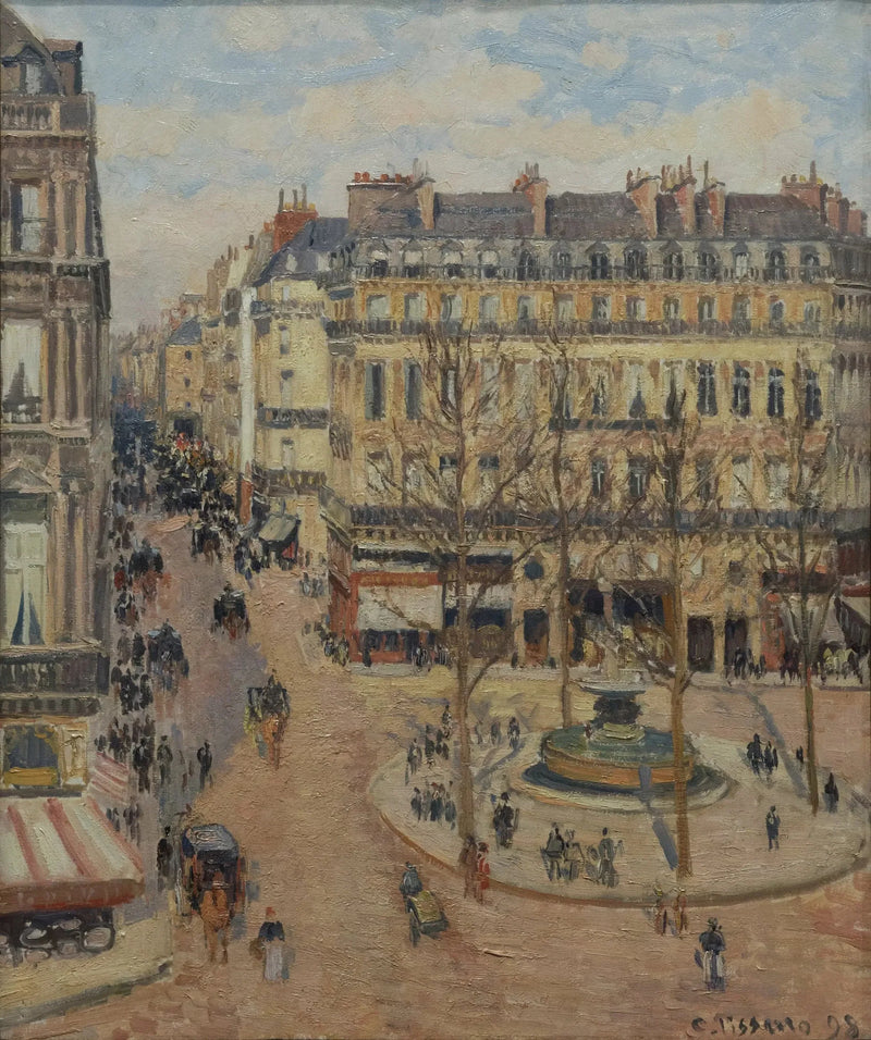 Saint-Honoré-katu, aamu, auringon vaikutus - Camille Pissarro