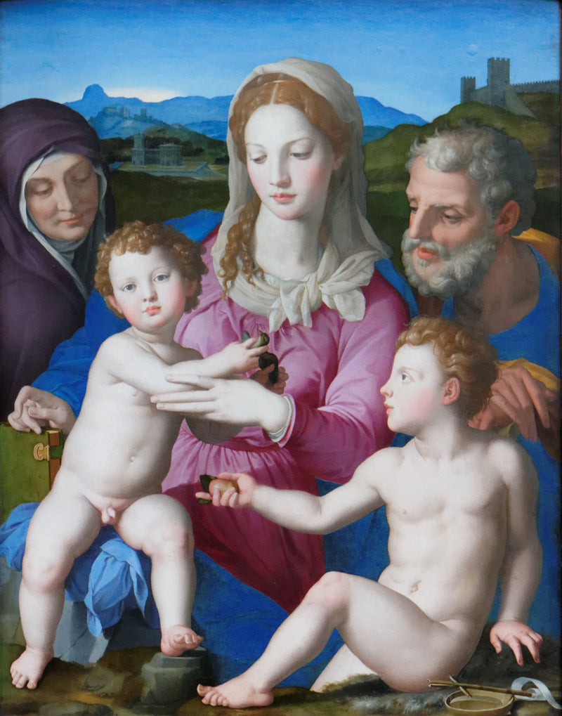 Pyhä perhe, jossa pyhä Elisabeth ja pieni pyhä Johannes Kastaja - Bronzino