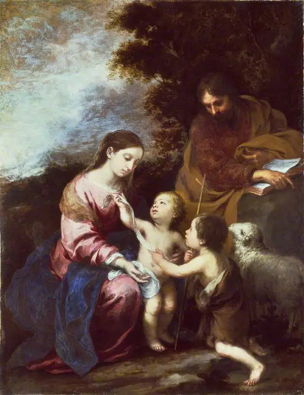 Pyhä perhe ja lapsi Johannes Kastaja - Bartolomé Esteban Murillo