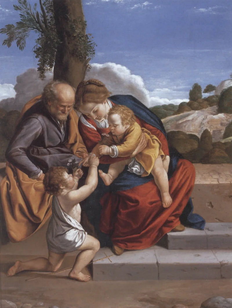 Pyhä perhe ja pyhä Johannes Kastaja - Orazio Gentileschi