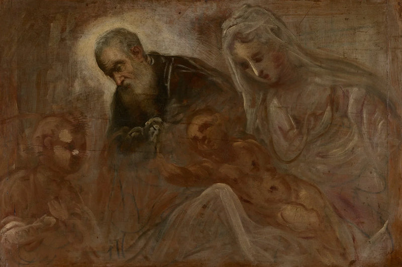 Pyhä perhe ja nuori pyhä Johannes Kastaja - Jacopo Tintoretto