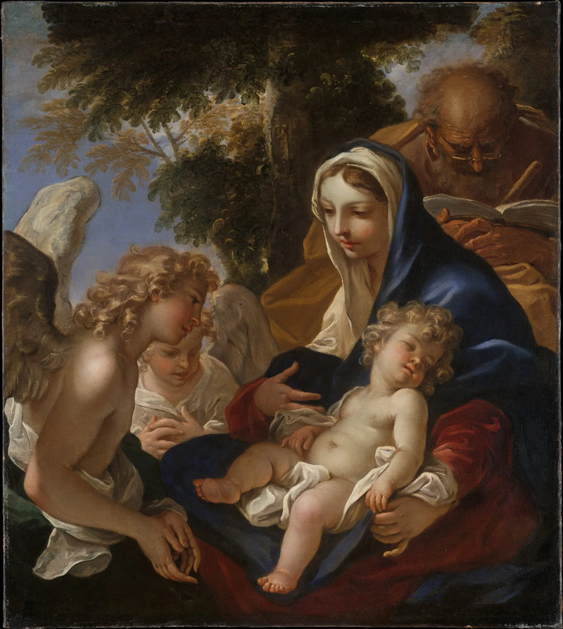 Pyhä perhe enkelien kanssa - Sebastiano Ricci