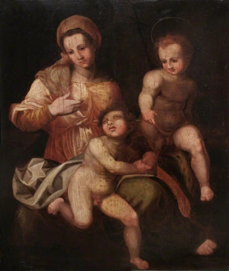 Pyhä Neitsyt ja Välittäjä Jeesus-lapsi sekä Pyhä Johannes Kastaja - Andrea del Sarto