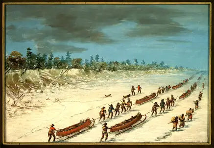 La Salle ylittää Michigan-järven jään päällä. 8. joulukuuta 1681 - George Catlin