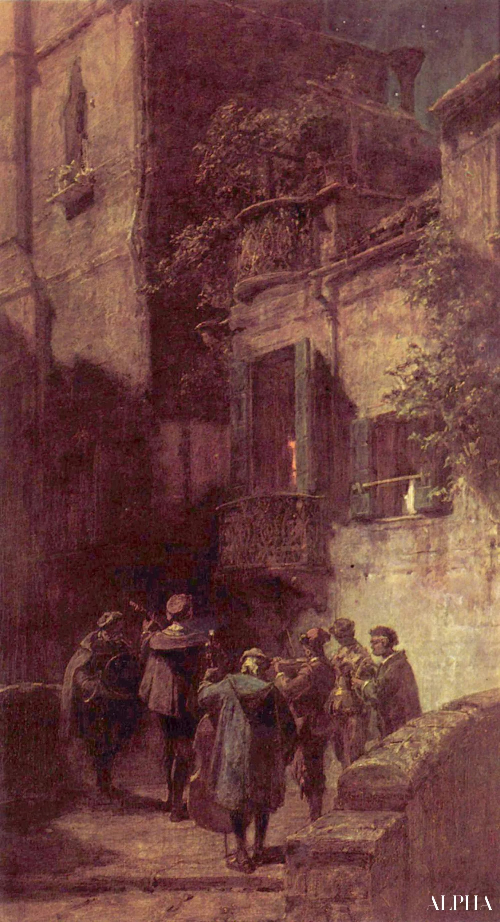 Serenaadi - Carl Spitzweg - Korkealaatuiset taulujen ja maalauksien reproduktiot