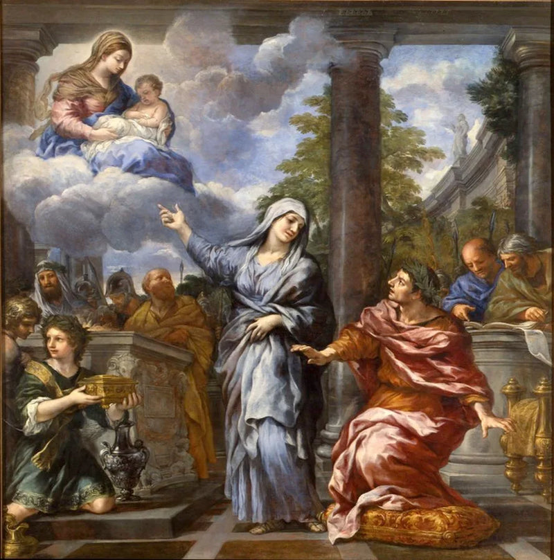 La Sibylle de Tibur ilmoittaa Augusteelle Kristuksen syntymän - Pietro da Cortona