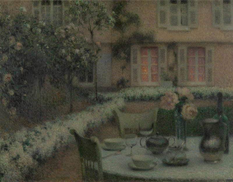 Pöytä valkoisessa puutarhassa Gerberoyssä - Henri Le Sidaner