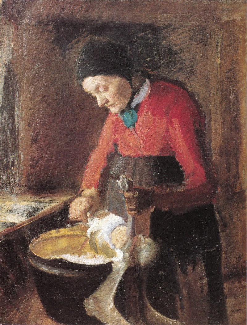 Vanha Lene nyppii hanhea - Anna Ancher