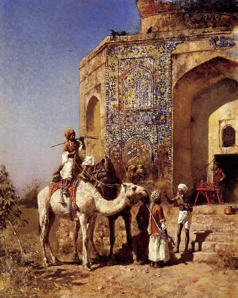 Delhin ulkopuolella oleva vanha moskeija sinisillä laatoilla - Edwin Lord Weeks