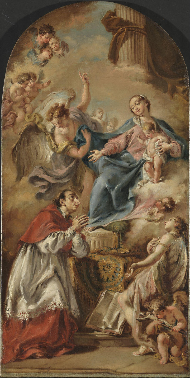 Neitsyt ja lapsi, jota palvoo pyhä Charles Borromeo - Giovanni Battista Pittoni