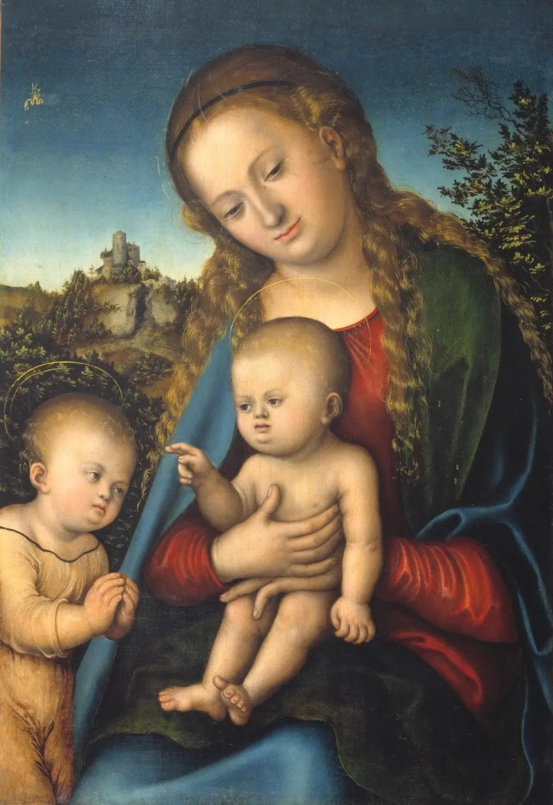 Neitsyt ja lapsi, jota pyhittäjä Johannes lapsi ihailee - Lucas Cranach vanhempi