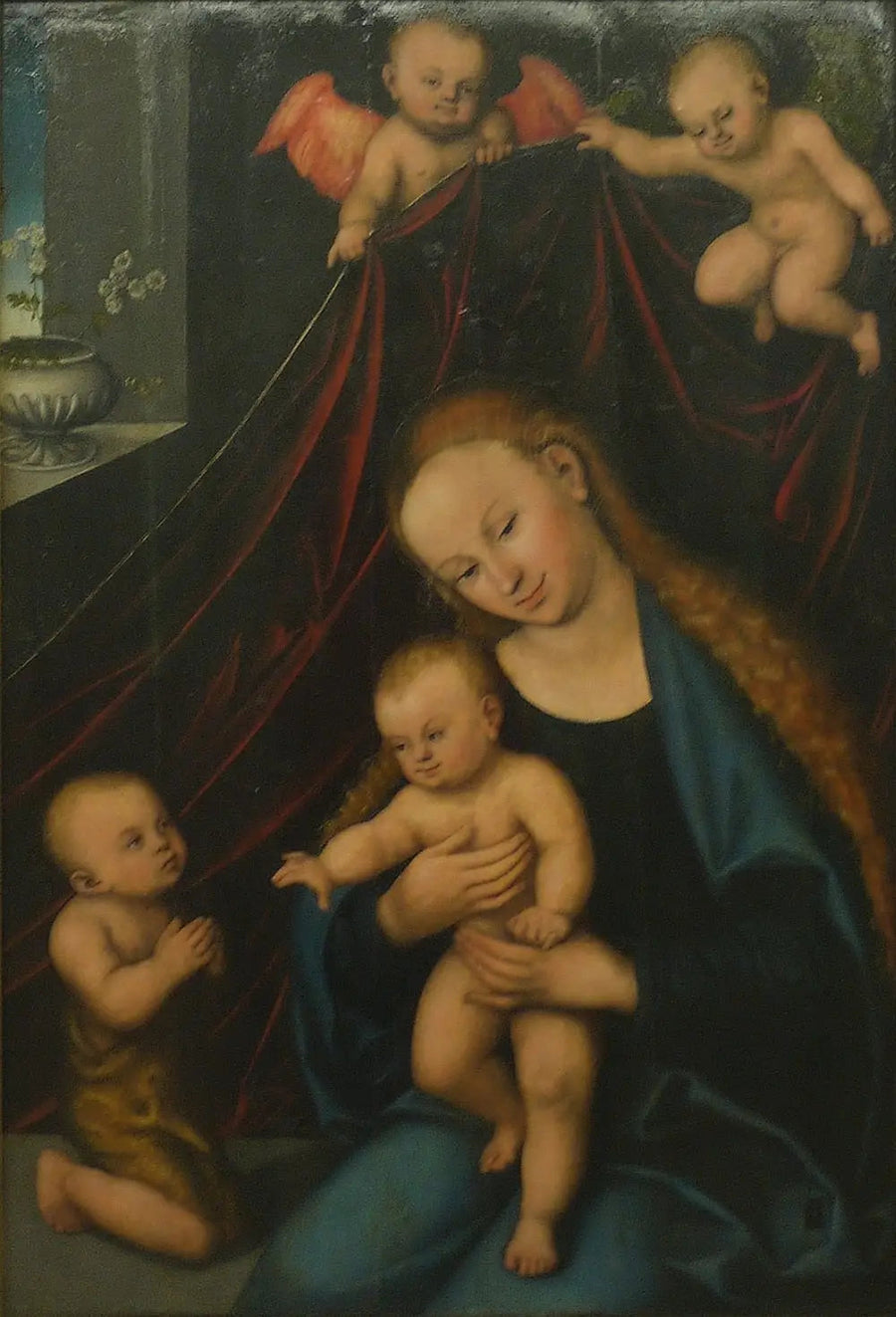 Neitsyt ja lapsi, jota pyhittäjä Johannes lapsi ihailee - Lucas Cranach vanhempi