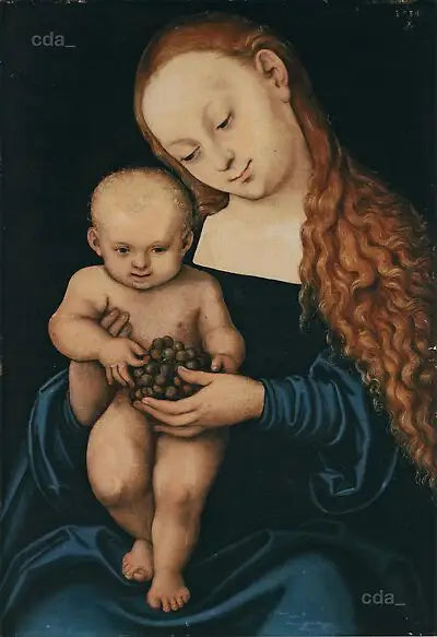Neitsyt ja lapsi viinirypäleiden kanssa - Lucas Cranach vanhempi