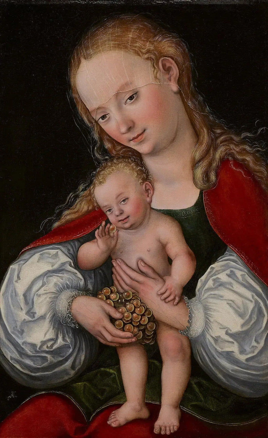 Neitsyt ja lapsi viinirypäleiden kanssa - Lucas Cranach vanhempi