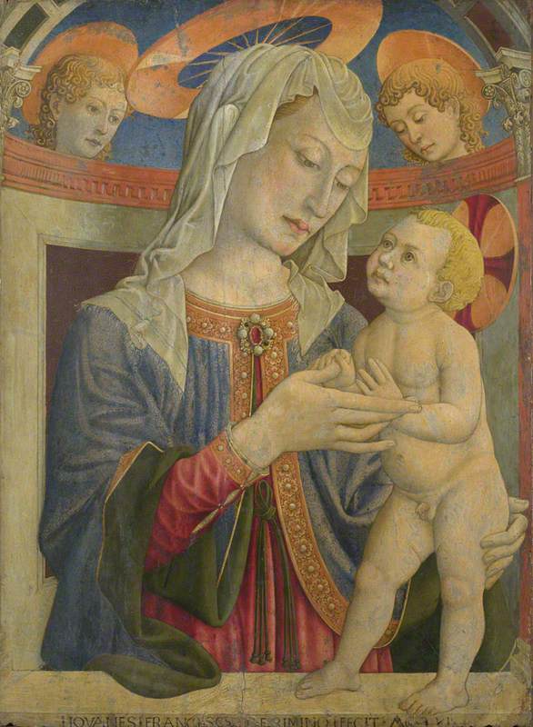 Neitsyt ja lapsi kahden enkelin kanssa - Giovanni Francesco da Rimini