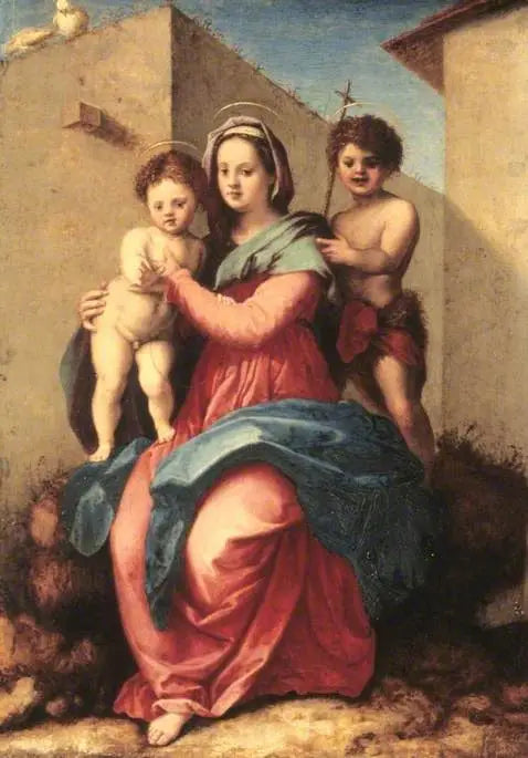Neitsyt ja lapsi Jeesus pienellä pyhimys Johannes kanssa - Andrea del Sarto