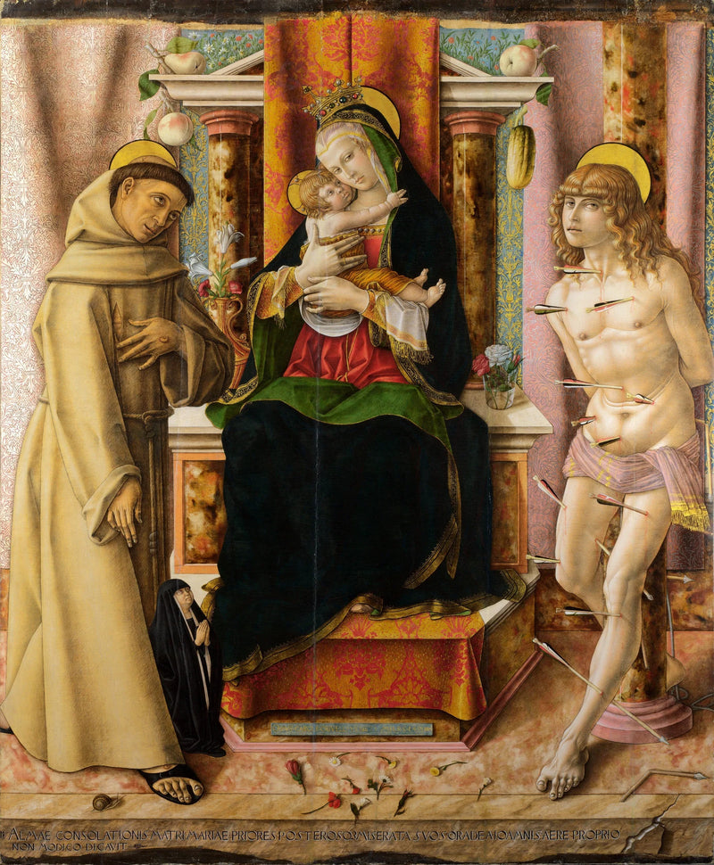 Neitsyt ja lapsi pyhimysten François ja Sebastian kanssa - Carlo Crivelli