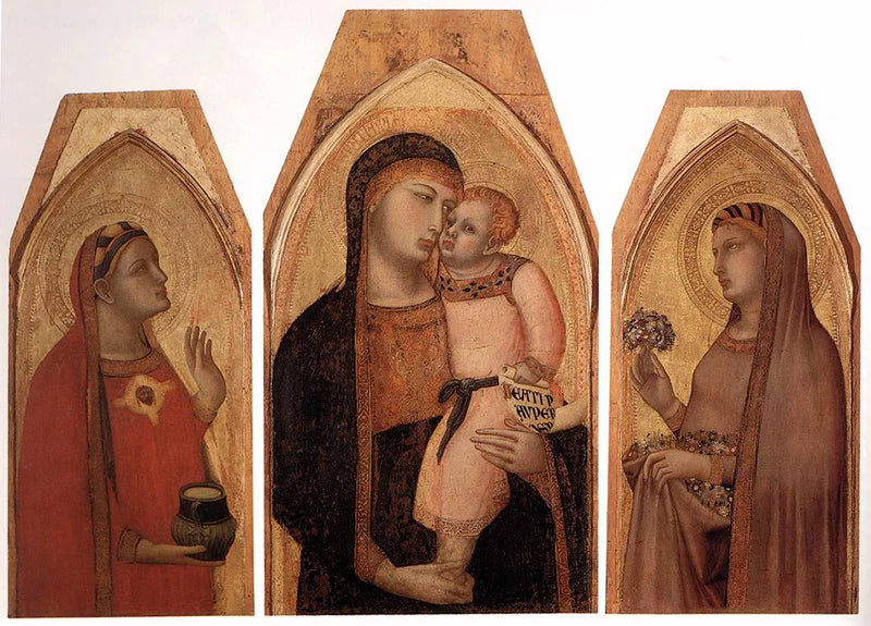Neitsyt ja lapsi Marian-Magdalena ja pyhä Dorothea - Ambrogio Lorenzetti