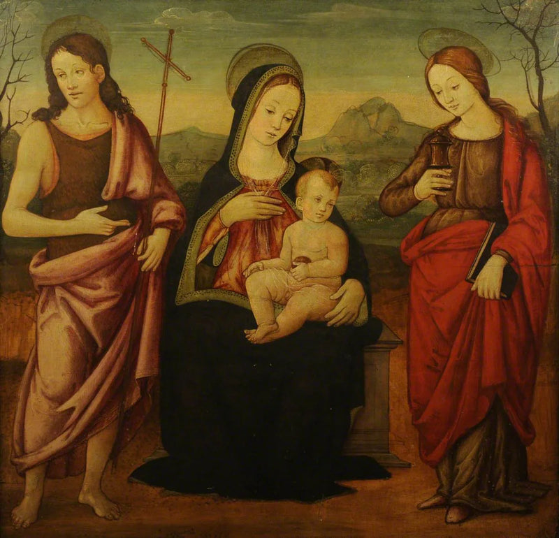 Neitsyt Marian ja Jeesus-lapsen kanssa, pyhä Johannes Kastaja ja pyhä Maria Magdaleena - Francesco Francia
