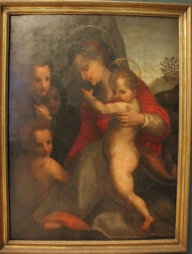 Neitsyt ja lapsi Pyhän Johanneksen ja enkeleiden kanssa - Andrea del Sarto