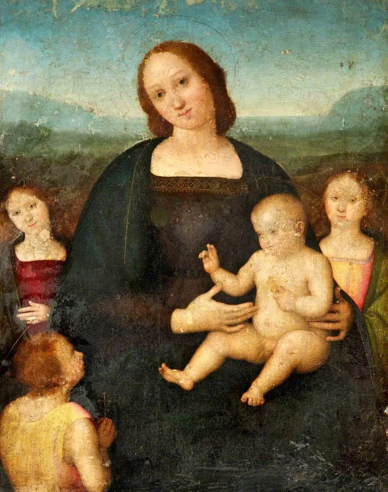 Neitsyt ja lapsi pyhimyksen ja kahden enkelin kanssa - Pietro Perugino